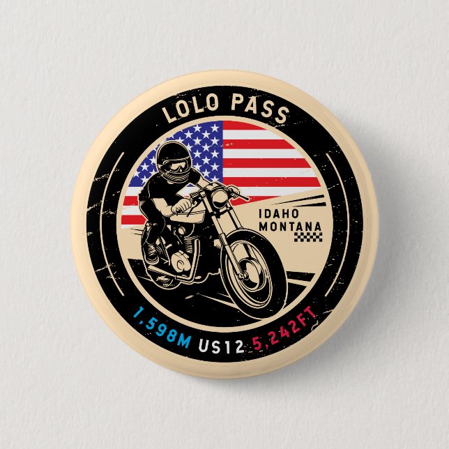 Badge Rond 5 Cm Moto Lolo Pass Idaho (Devant)