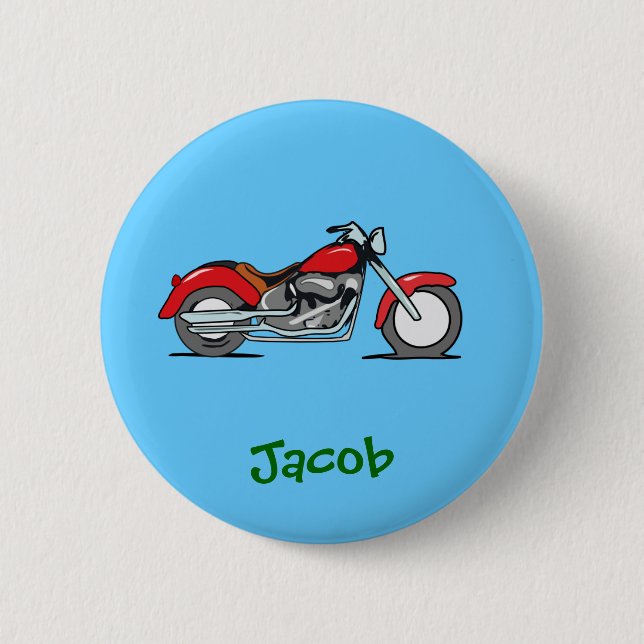 Badge Rond 5 Cm Moto rouge de bande dessinée - motocyclette (Devant)