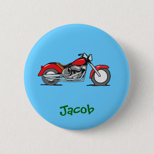 Badge Rond 5 Cm Moto rouge de bande dessinée - motocyclette