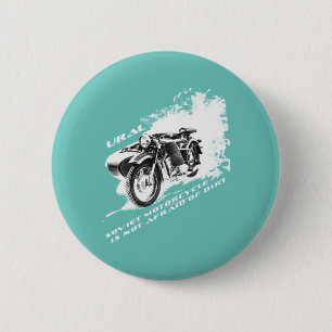 Badge Rond 5 Cm Moto Ural Avec Sidecar N'A Pas Peur De La Souris