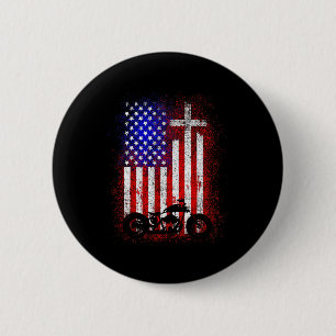 Badge Rond 5 Cm Moto Vintage Drapeau Usa Foi Chrétienne Pour Bi