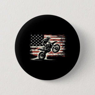 Badge Rond 5 Cm Motocross Moto Vintage Drapeau Américain Vélo Sale