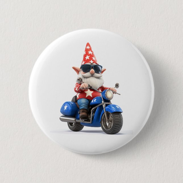 Badge Rond 5 Cm Motocyclette américaine Gnome (Devant)