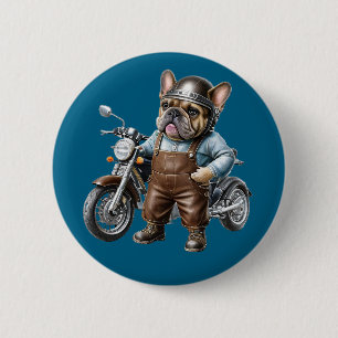 Badge Rond 5 Cm Motocyclette Bouledogue français Bouledogue frança