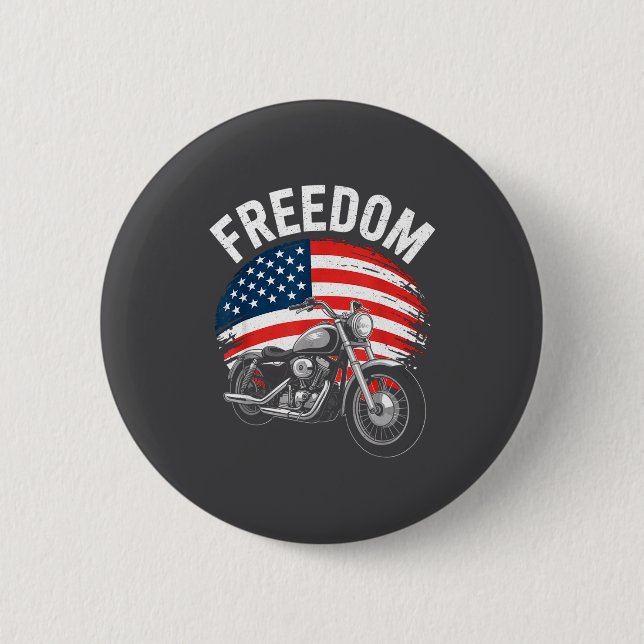 Badge Rond 5 Cm Motocyclette Drapeau Américain (Devant)
