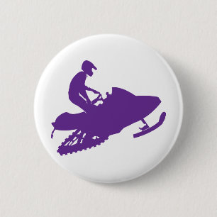 Badge Rond 5 Cm Motoneige pourpre