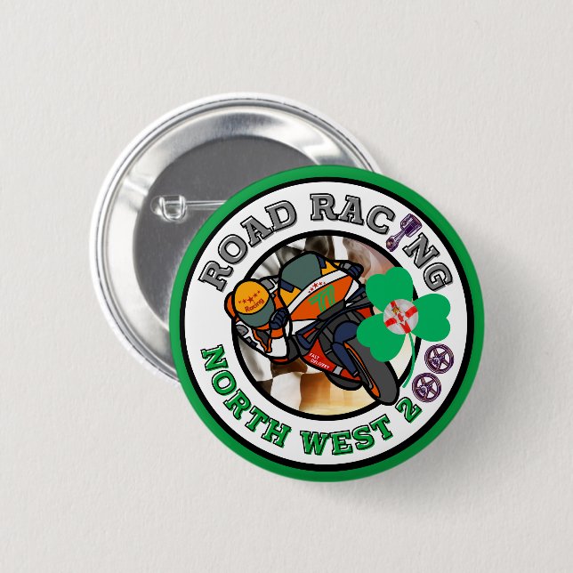 Badge Rond 5 Cm Motorcycle Road Racing - North West 2000 (Devant & derrière)