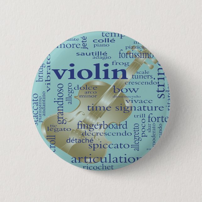 Badge Rond 5 Cm Mots de violon (Devant)
