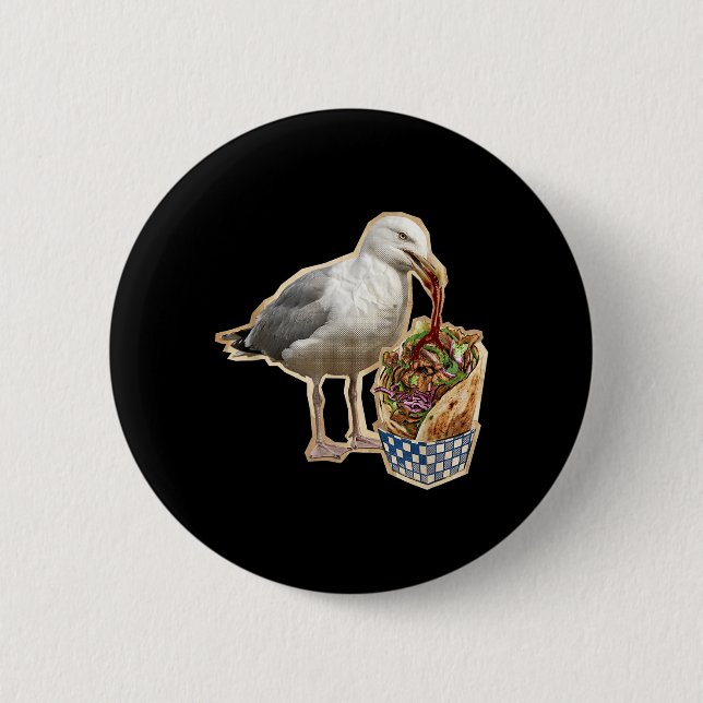 Badge Rond 5 Cm Mouette au Kebab Döner (Devant)