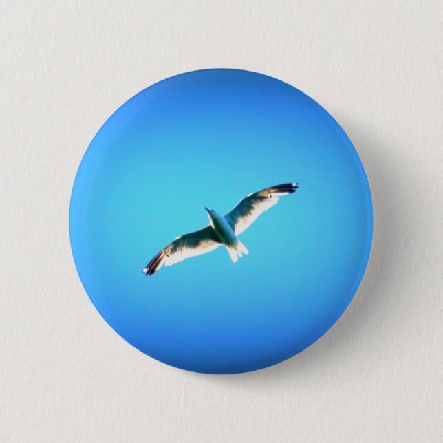 Badge Rond 5 Cm Mouette sur bouton bleu (Devant)