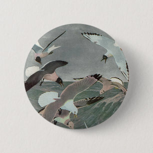 Badge Rond 5 Cm Mouettes au-dessus des vagues océaniques par Louis