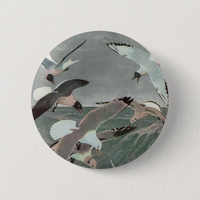Badge Rond 5 Cm Mouettes au-dessus des vagues océaniques par Louis (Devant)