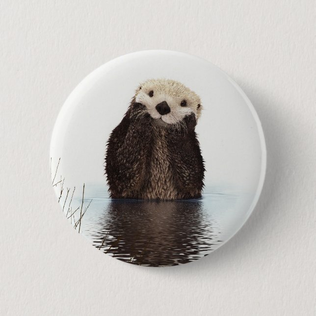 Badge Rond 5 Cm Moufle de Fluffy adorable mignonne animal (Devant)
