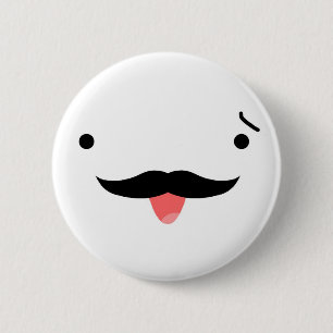 Badge Rond 5 Cm Moustache