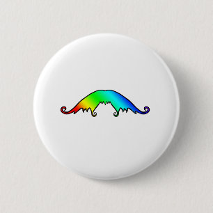 Badge Rond 5 Cm Moustache arc-en-ciel fantaisie
