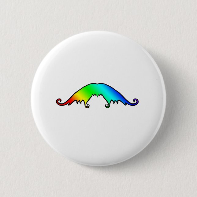Badge Rond 5 Cm Moustache arc-en-ciel fantaisie (Devant)