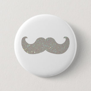 Badge Rond 5 Cm Moustache blanche de Bling (graphique de parties