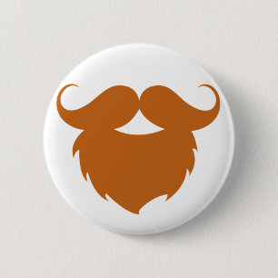 Badge Rond 5 Cm Moustache Brown amusante