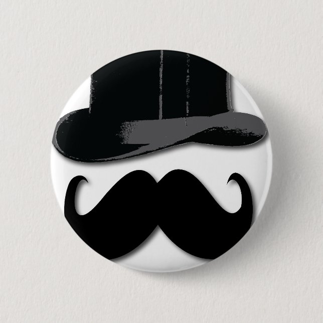 Badge Rond 5 Cm moustache, casquette supérieur, cravate d'arc et (Devant)