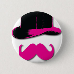 Badge Rond 5 Cm moustache, casquette supérieur, cravate d'arc et