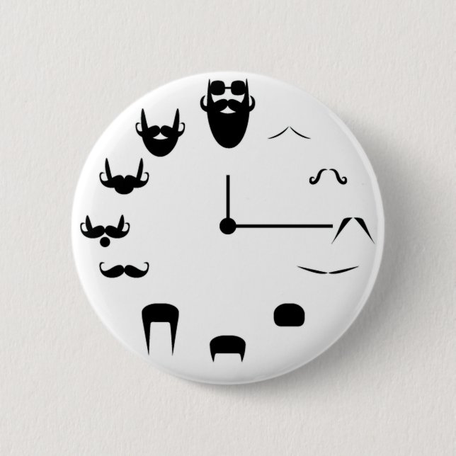 Badge Rond 5 Cm Moustache Clockface (Devant)