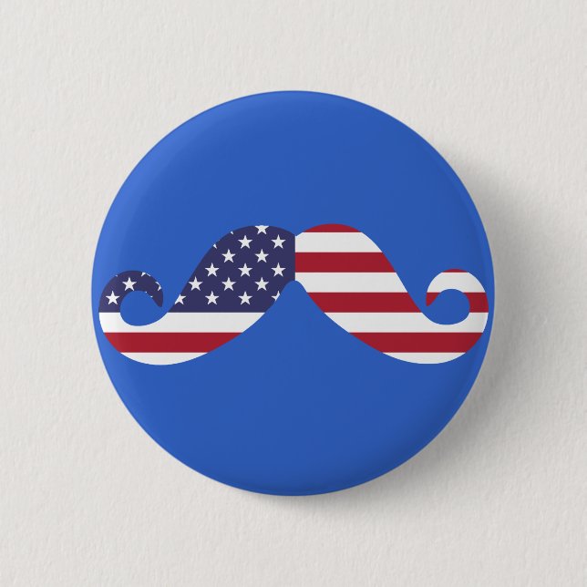 Badge Rond 5 Cm Moustache de drapeau américain (Devant)
