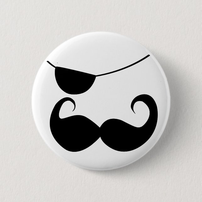 Badge Rond 5 Cm Moustache de guidon de pirate (Devant)