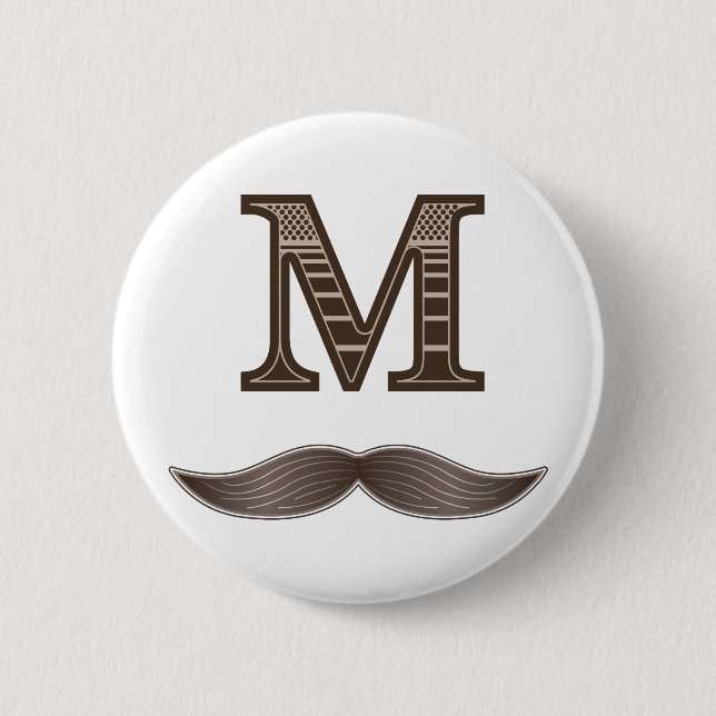 Badge Rond 5 Cm Moustache de M (Devant)