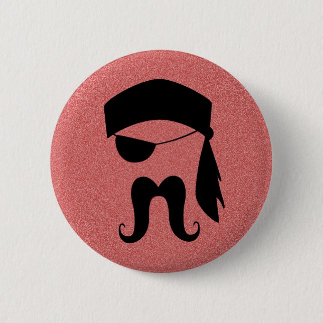 Badge Rond 5 Cm Moustache de pirate (Devant)