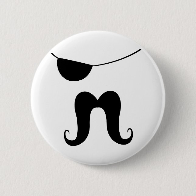 Badge Rond 5 Cm Moustache de pirate (Devant)
