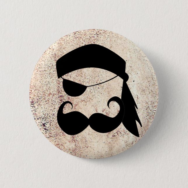 Badge Rond 5 Cm Moustache de pirate (Devant)