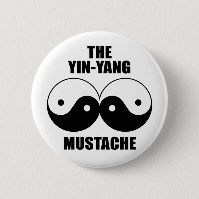 Badge Rond 5 Cm Moustache de Yin-Yang (Devant)