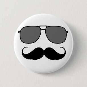 Badge Rond 5 Cm moustache et lunettes
