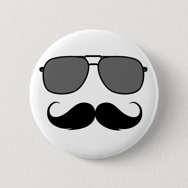 Badge Rond 5 Cm moustache et lunettes (Devant)