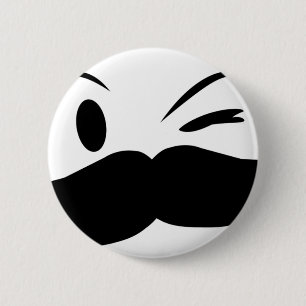 Badge Rond 5 Cm Moustache Kinky