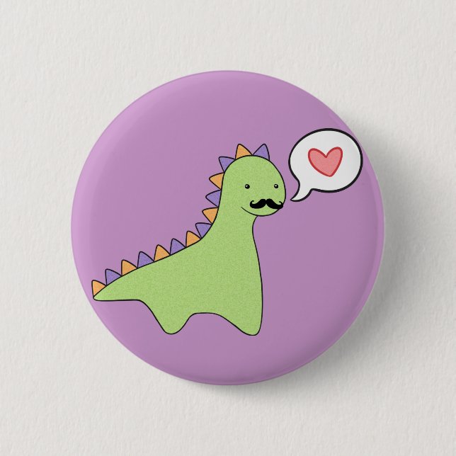 Badge Rond 5 Cm Moustache mignonne de dinosaure (Devant)