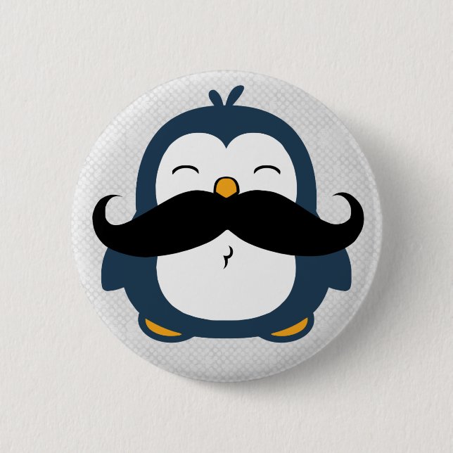 Badge Rond 5 Cm Moustache Penguin (Devant)