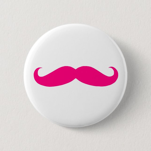 Badge Rond 5 Cm Moustache rose (Devant)