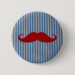 Badge Rond 5 Cm Moustache Rouge Amusante Et Bleu Blancs