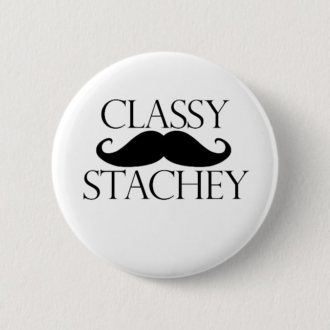 Badge Rond 5 Cm Moustache stache classique (Devant)