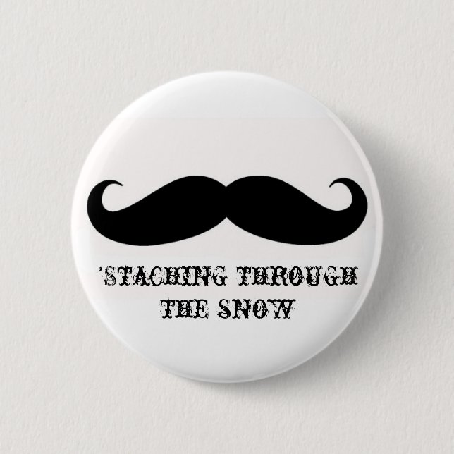Badge Rond 5 Cm Moustaches drôles de Noël de vacances de moustache (Devant)