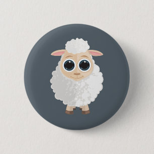 Badge Rond 5 Cm Mouton blanc
