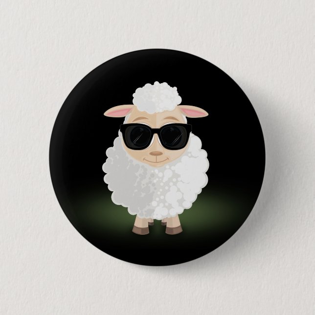 Badge Rond 5 Cm Mouton cool (Devant)