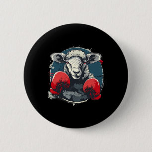 Badge Rond 5 Cm Mouton de boxe avec gants de boxe Kickboxing Drôle