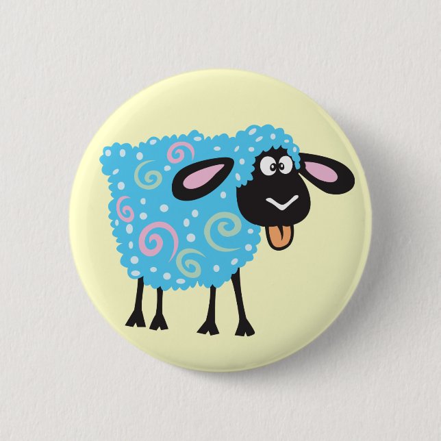 Badge Rond 5 Cm mouton de dessin animé (Devant)