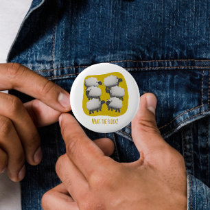 Badge Rond 5 Cm Mouton Drôle “Qu'est-ce que le troupeau ?
