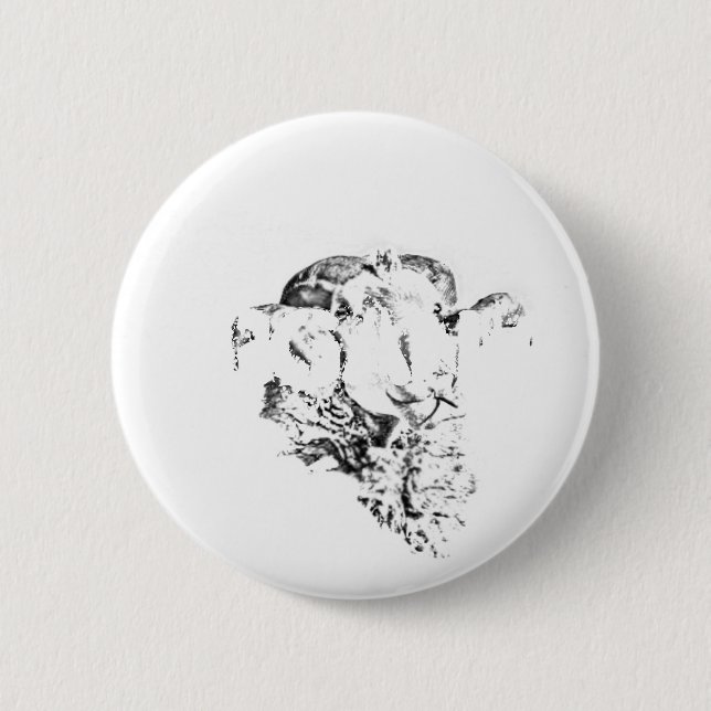 Badge Rond 5 Cm Mouton funky et mignon (Devant)