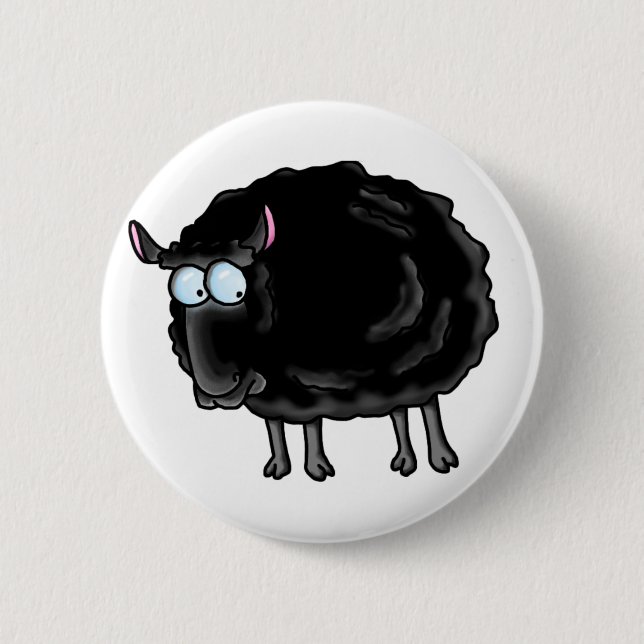 Badge Rond 5 Cm mouton noir (Devant)