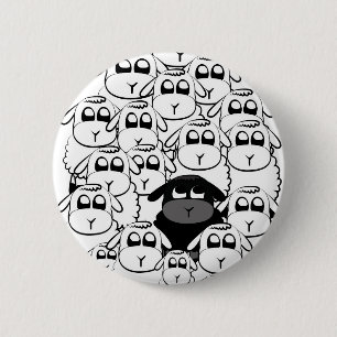 Badge Rond 5 Cm mouton noir
