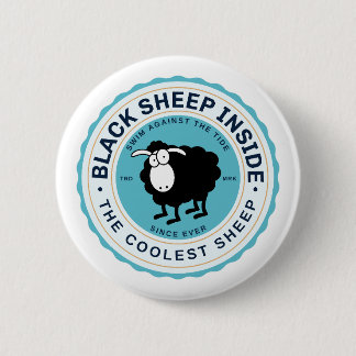 Badge Rond 5 Cm Mouton noir à l'intérieur - Nager contre le couran